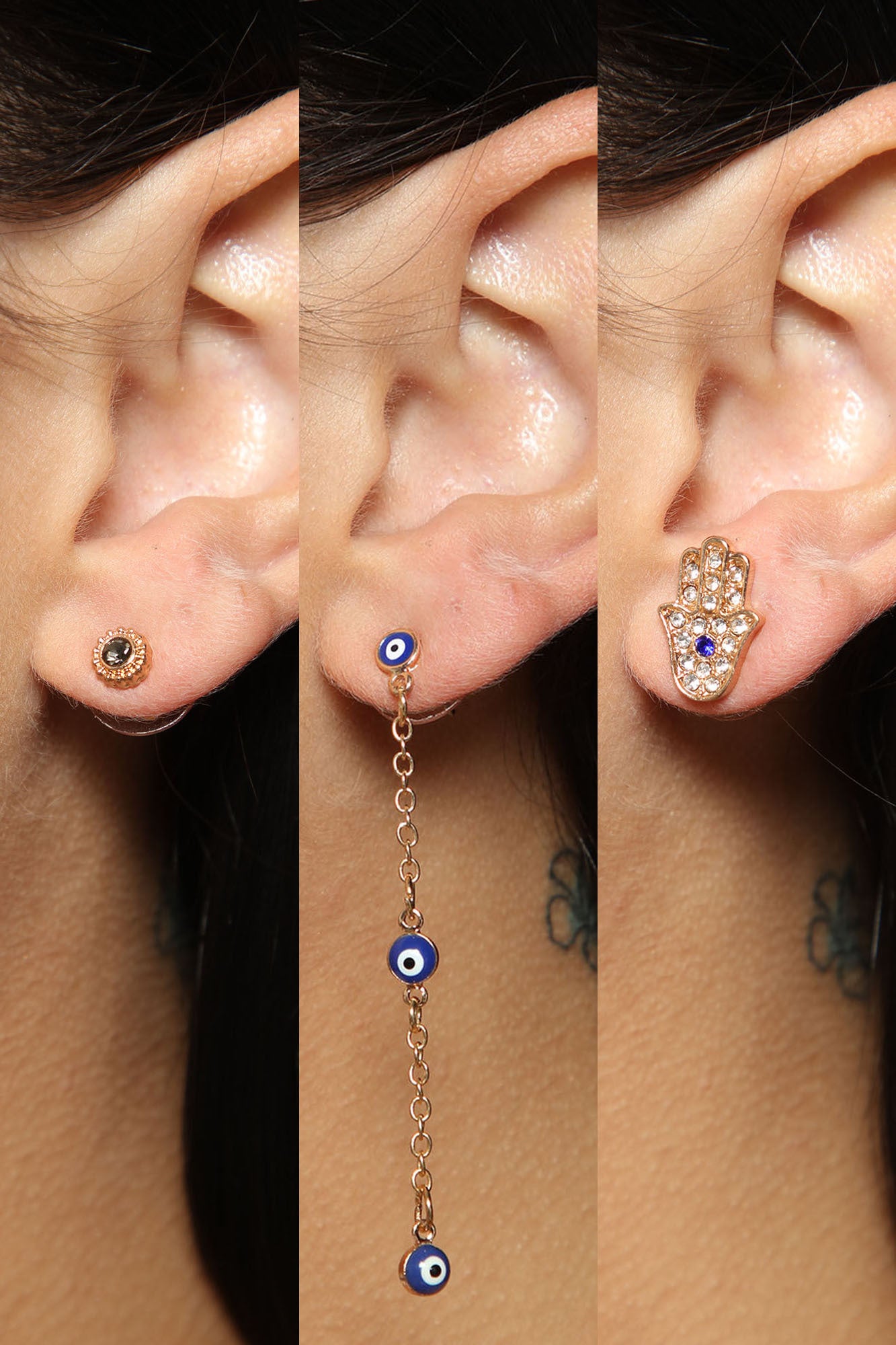 Spiritual Love 3 Pair Earring Set - Blue/Gold