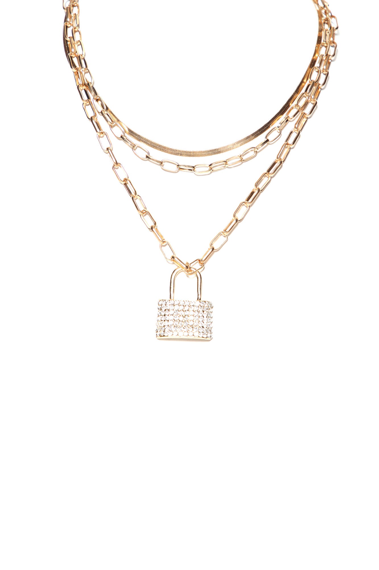 Lock It Down Necklace - Gold