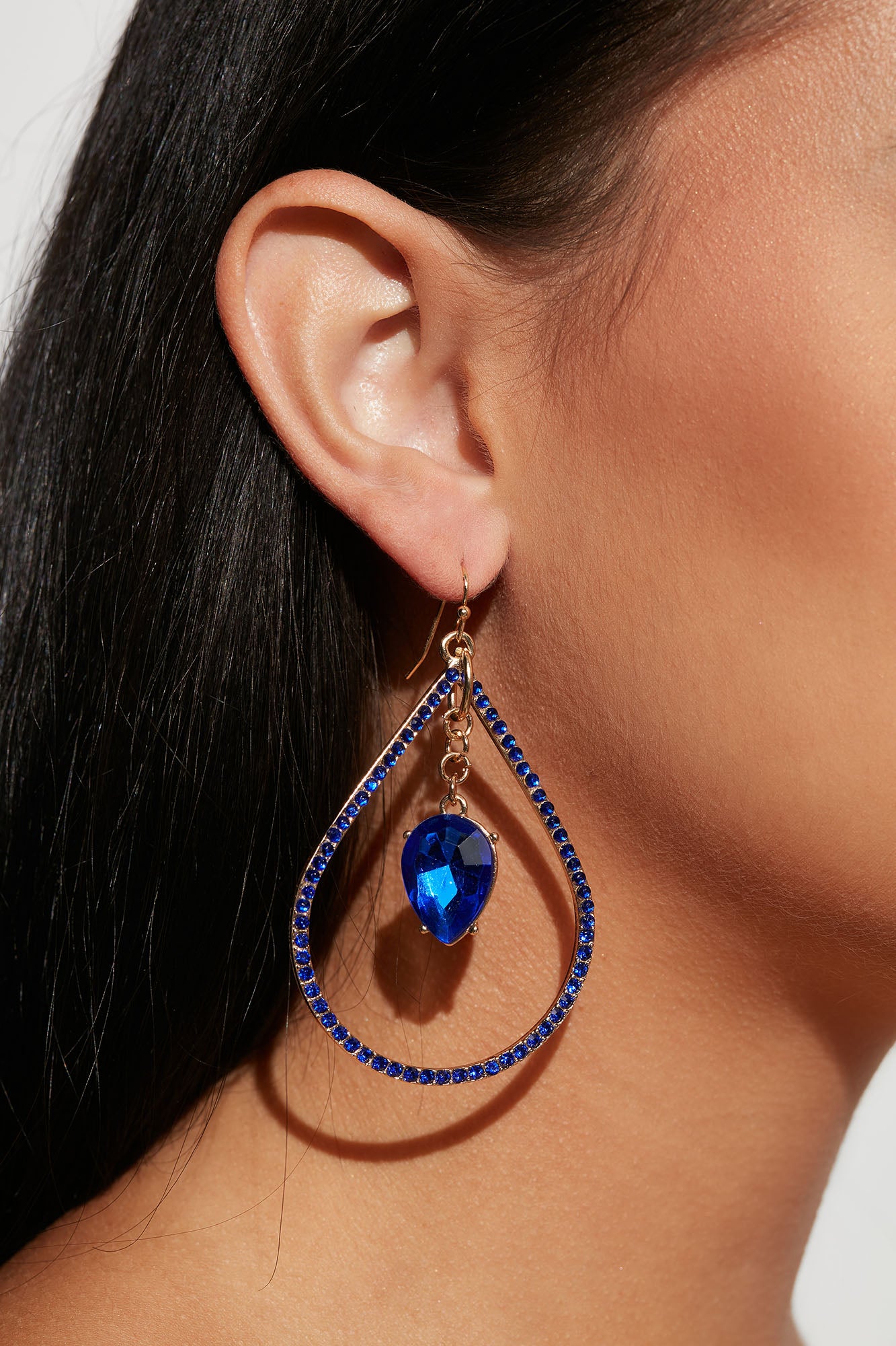 Teardrop Beauty Earrings - Gold/Blue
