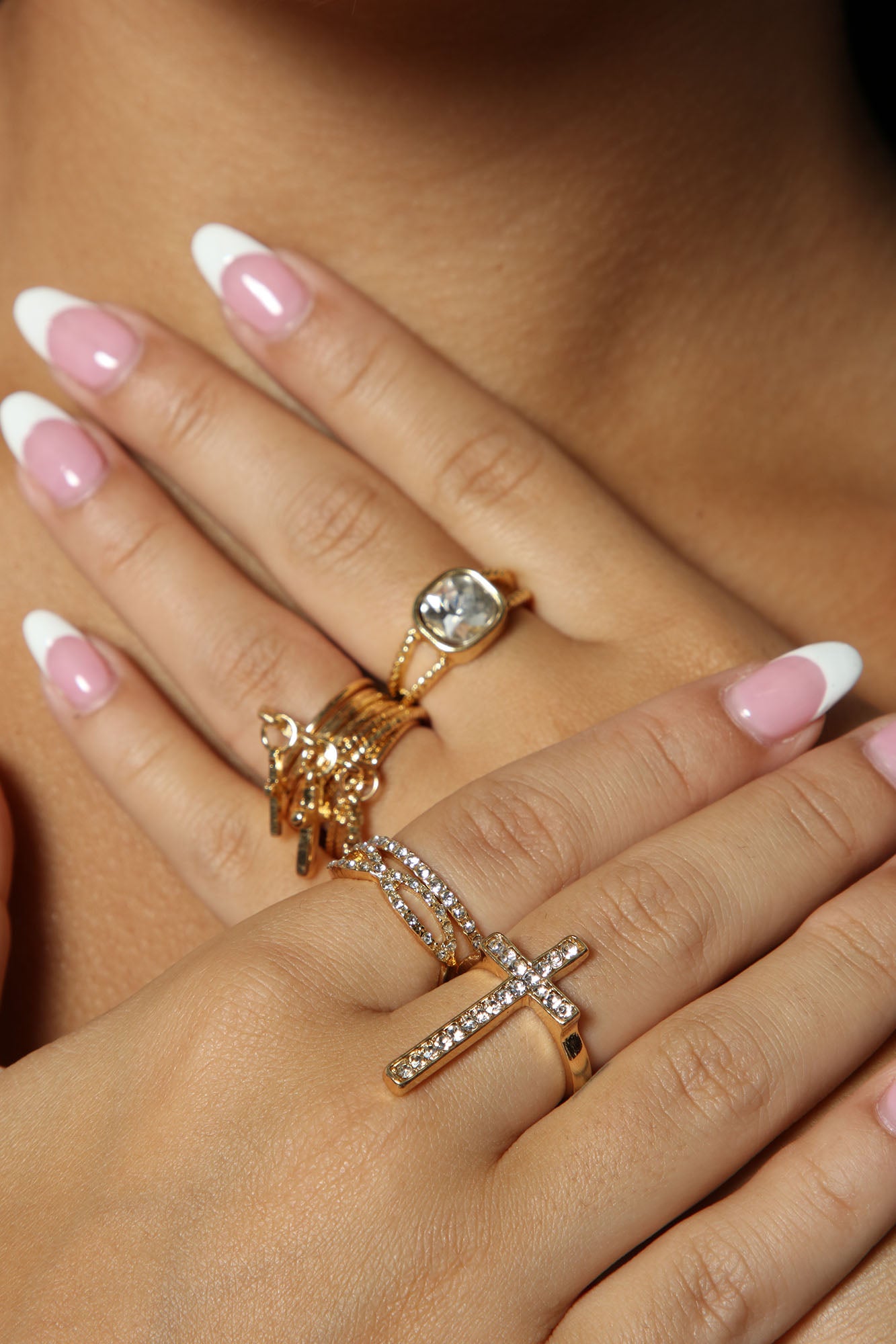 Crossing You Out 5 Piece Ring Set - Gold