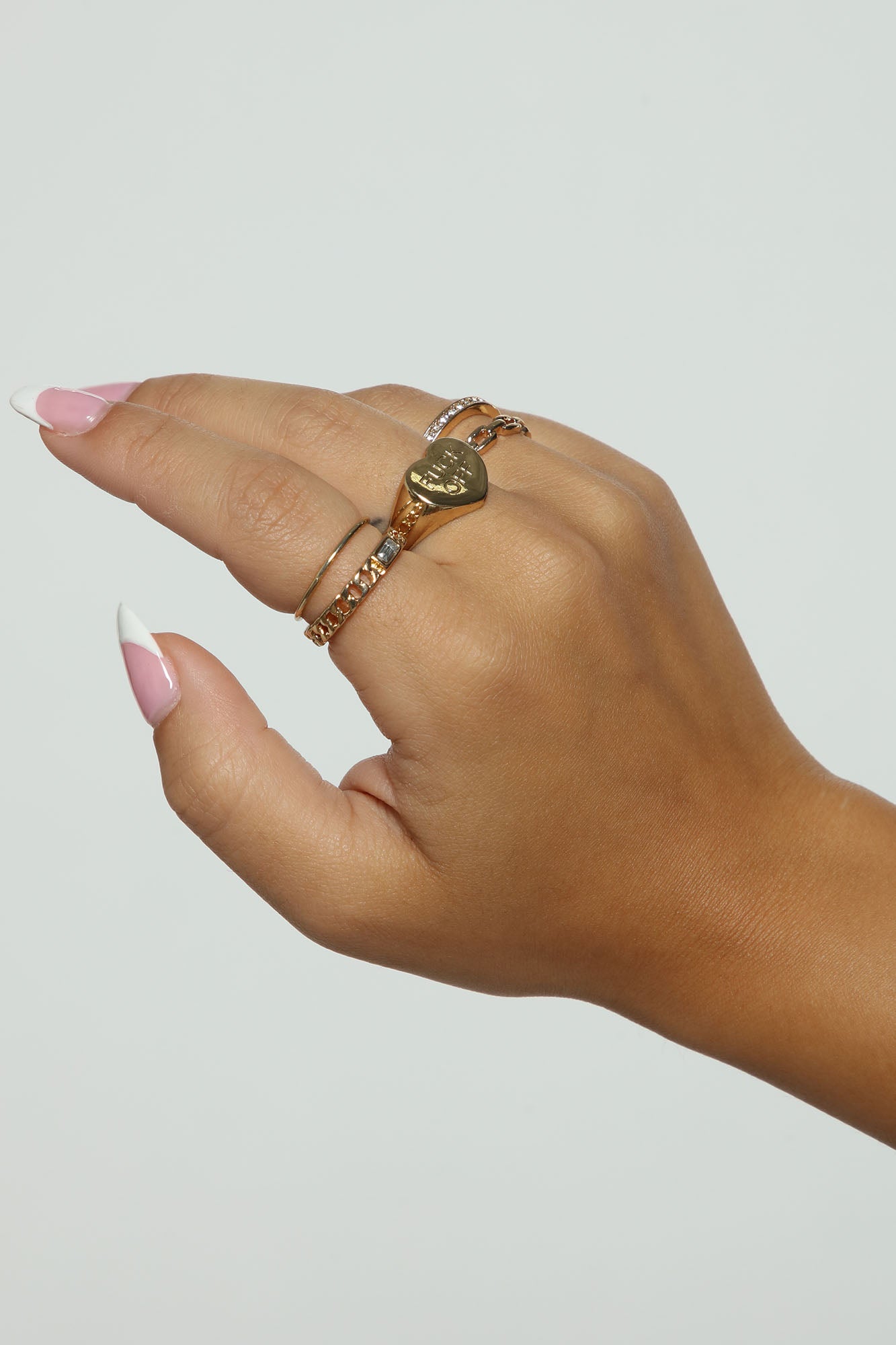 Fuck Off Love 5 Piece Ring Set - Gold